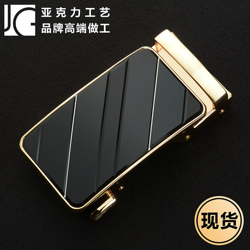 Men's alloy belt buckle high-end acrylic spring buckle manufacturer direct sales zinc alloy automatic buckle buckle head