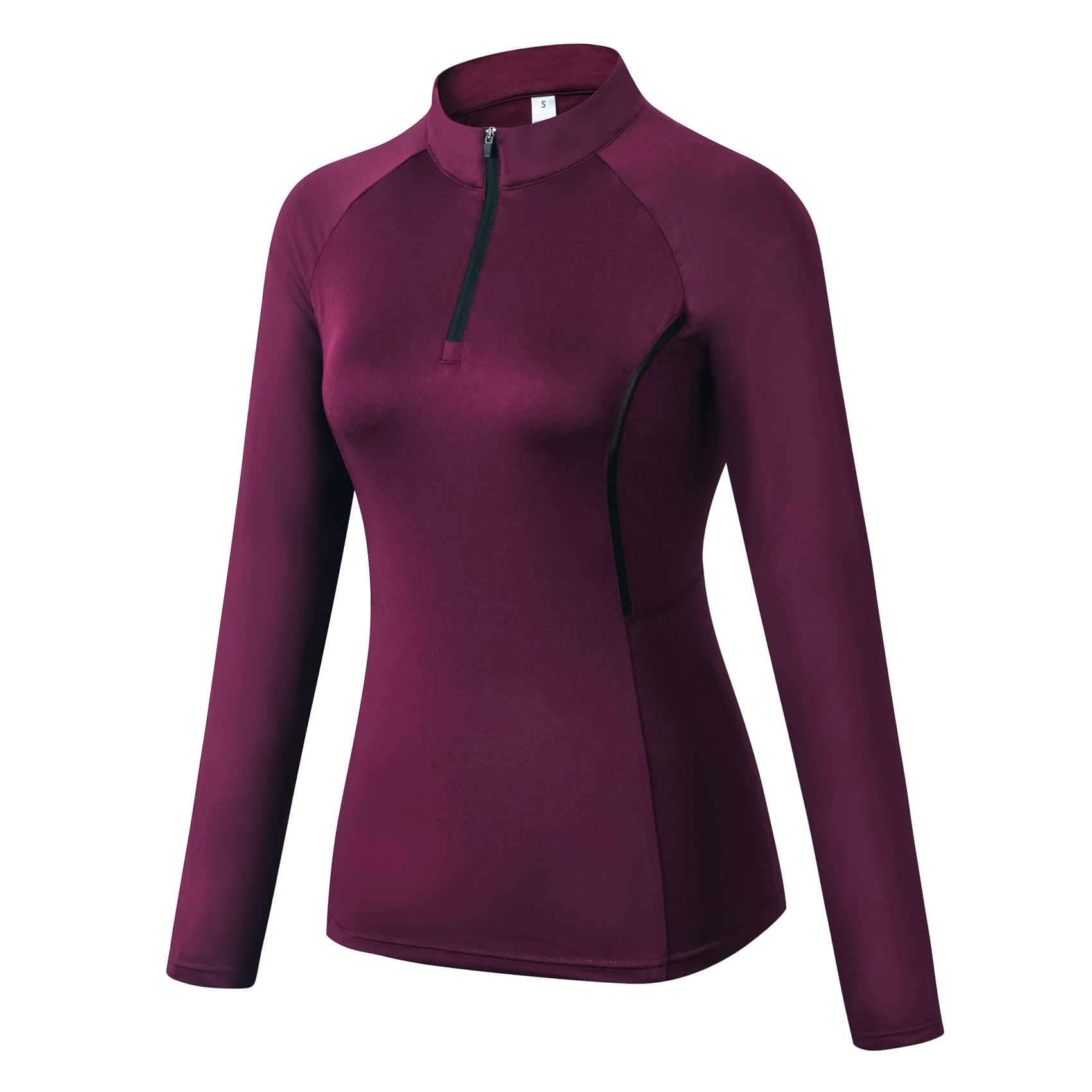 Autumn and Winter Women's Sports Long-sleeved Fitness Running Yoga Suit High-elastic Tight Clothes Quick-drying Vertical Collar Sweater European Size