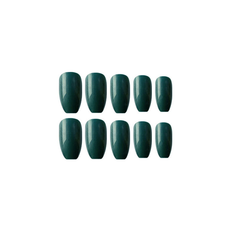 Colores de uñas postizas de aceite verde de ballet de color puro, uñas trapezoidales terminadas, uñas portátiles, 24 piezas, uñas, pegatinas image 4