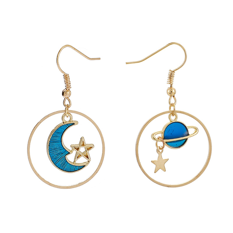 Simple Personality Earth Moon Stars Earrings display picture 2