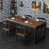 Industrial style wooden dining table restaurant dining table and chair combination home hotpot table A four -chair hotel simple dining table