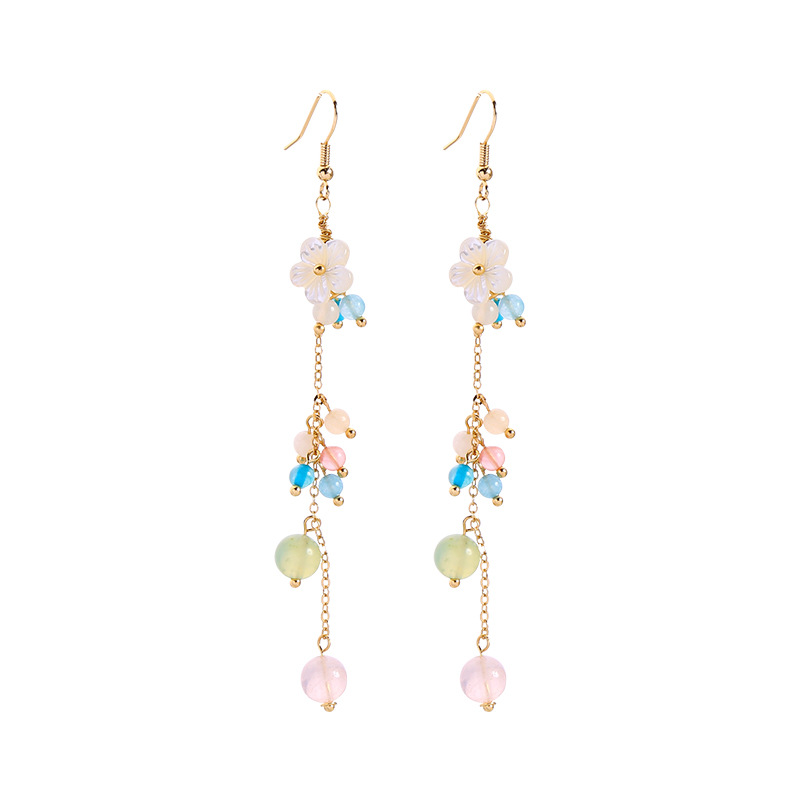 Fashion Long Exaggerated Shell Flower Stone Earrings Earrings Vacation Style Earrings Women display picture 15