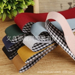 Double Color Large Checkered DIY Bow Hair Accessory Hat Shoes Flower Material College Style Multi Color Checkered Ribbon