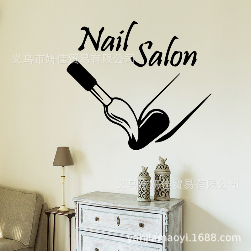 AliExpress eBay new creative beauty salon nail room environmental protection stickers generation carved nail art wall stickers