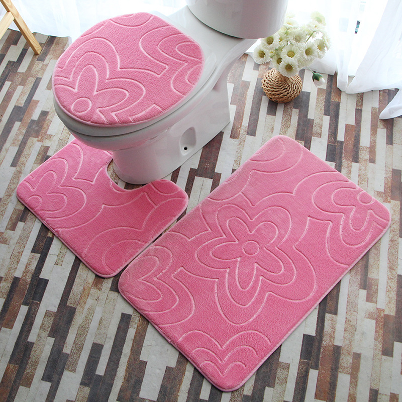 Cross border flannel absorbent non slip floor mat bathroom toilet mat