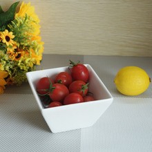 簡約陶瓷四方形點心碗 水果沙拉甜品小吃純白餐碗 雪糕碗湯面