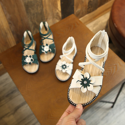 2019新款夏季舒适花朵女童罗马凉鞋休闲鞋童鞋女孩韩版休闲鞋