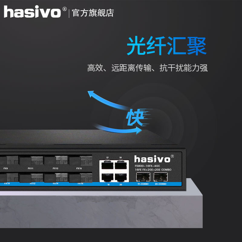 F5800-16FX-2G-2TC 16光4电光纤交换机光纤收发器SC 光电复用光纤