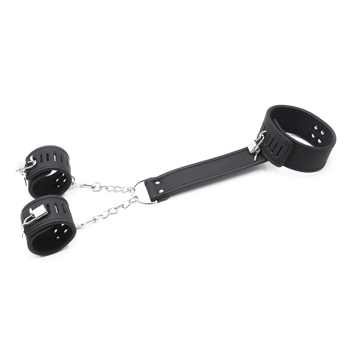 Venta al por mayor Amazon oferta de comercio exterior cuello de mano de cuero suave cuello conectado mano espalda manguito apretado esposas collar de juguete