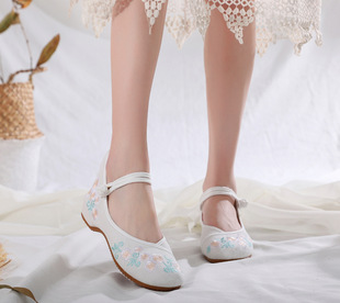 Undyed 2020 Spring and Autumn Hanfu Shoes All-match Embroidered Shoes Cotton-linen Wedge Cloth Shoes Casual Plain Shoes