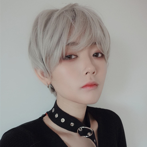 Factory wholesale original hair wigs for women short grandma gray hair wigs for men and women cosplay synthetic hair factory dropshipping one piece