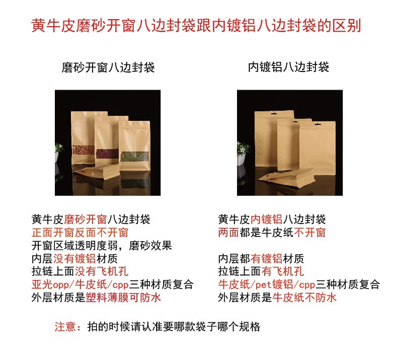 开窗八边封袋跟内镀铝八边封袋的区别