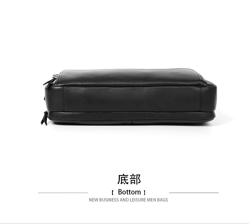 Túi công văn da bò lớp đầu dung tích lớn 38×28×8 cm, túi xách tay đeo chéo một vai cho nam, đựng được laptop 14 inch — Màu đen chi tiết 13