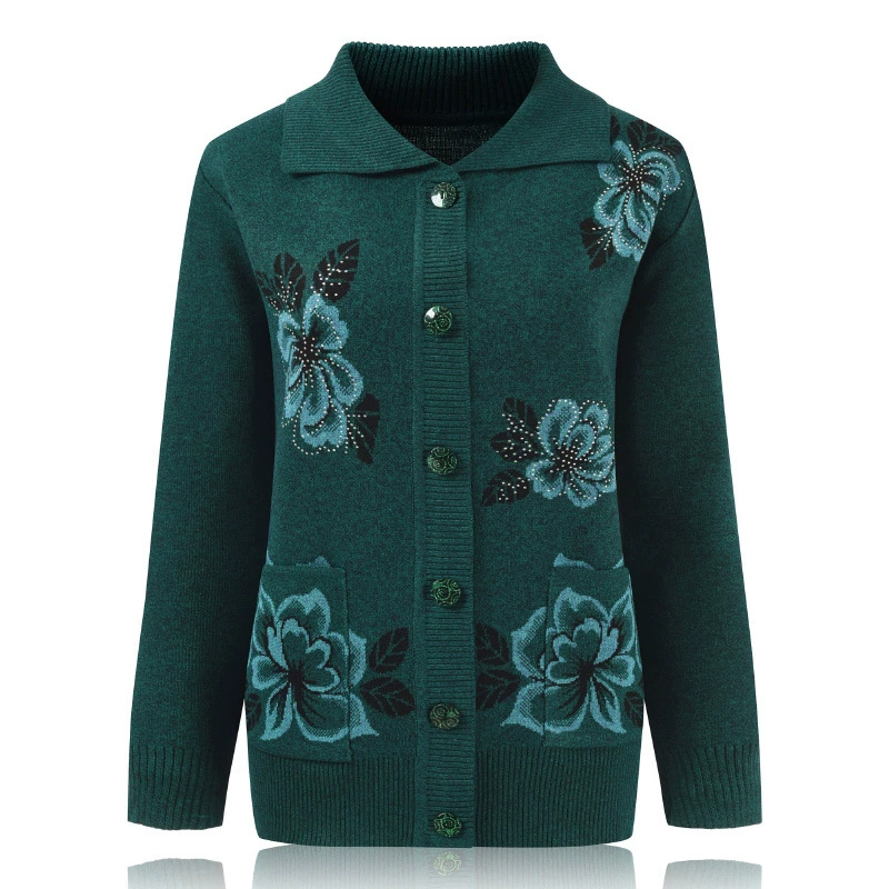 Autumn knitted down jacket, spring sweater, cardigan, for middle age