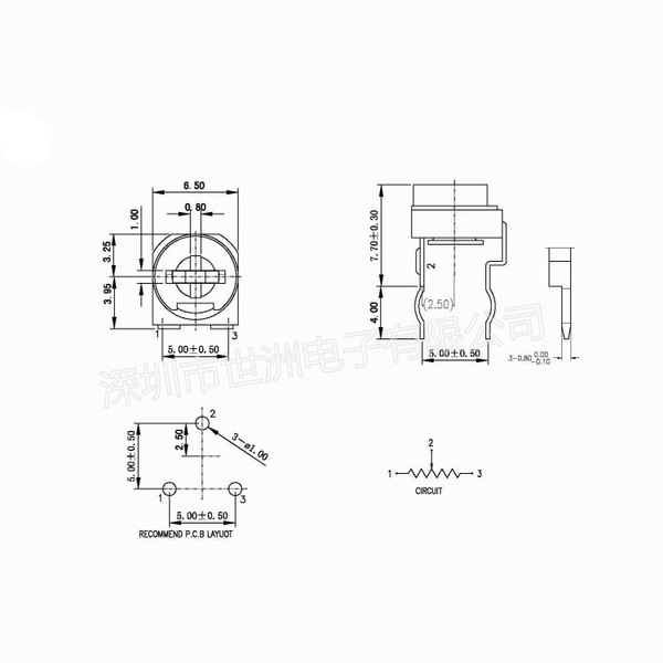 Blue and white horizontal adjustable resistor WH06-2/RM065…