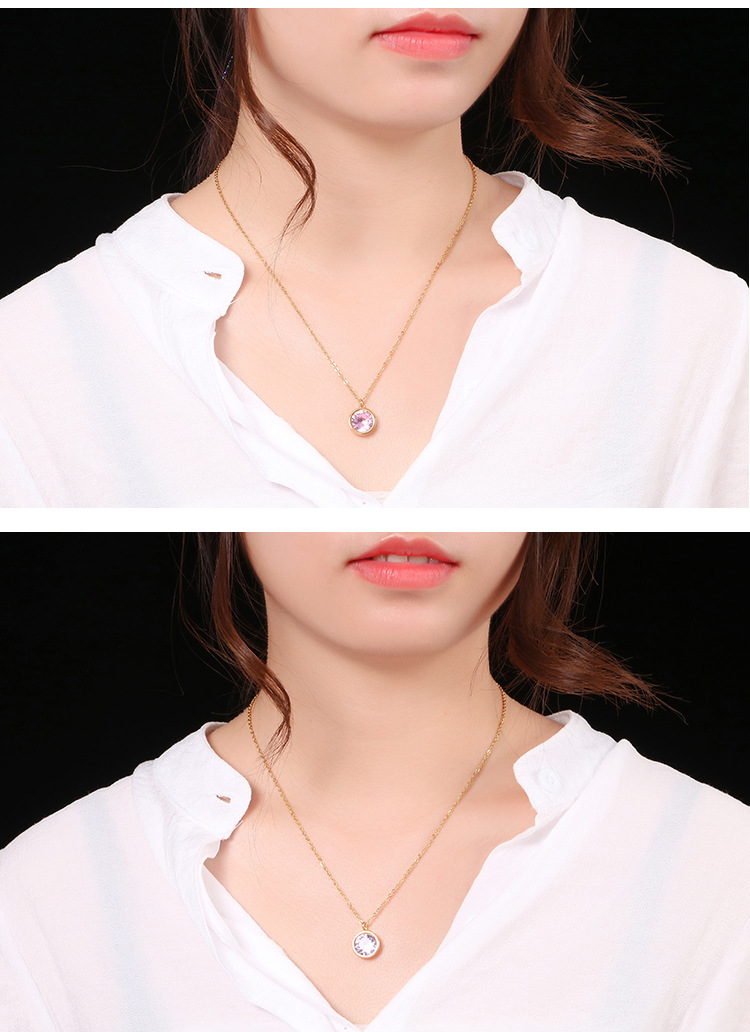 304 Stainless Steel Material Round Pattern Women'S Gender PVD Coated 18K Gold Plated Geometric Titanium Steel Waterproof Non Tarnish Necklace
