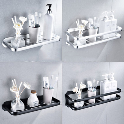 黑色浴室置物架厕所洗手间洗漱台毛巾收纳吸壁式免打孔壁挂卫生间