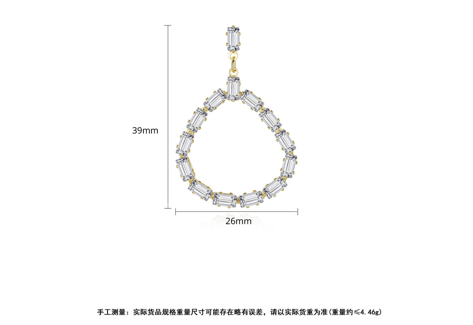 Fashion European And American Atmospheric Fashion Banquet Ladies Copper Inlaid Zircon Earrings Earrings display picture 6