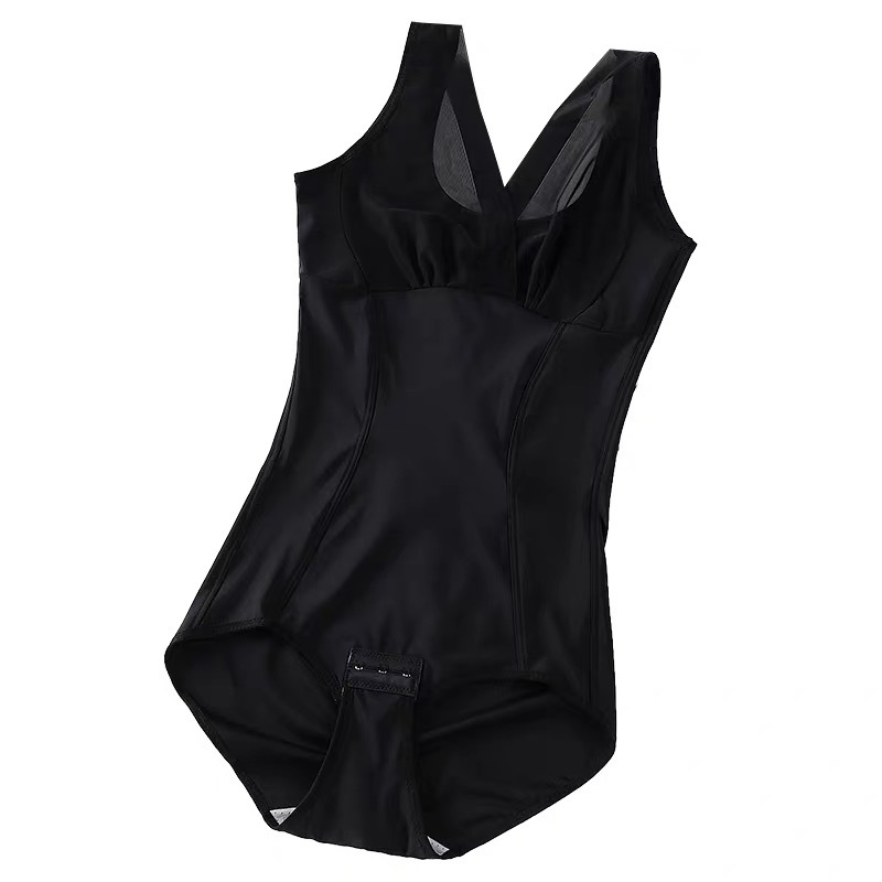 Verano postparto delgado con cuello en V de una pieza de corsé que forma el vientre que forma el corsé cintura que forma la ropa interior de seda de hielo transpirable