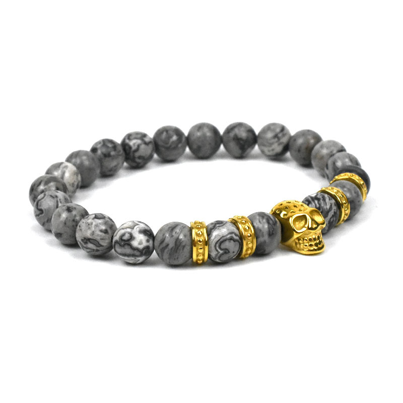 Fashion Skull Titanium Steel Beaded Bracelets 1 Piece