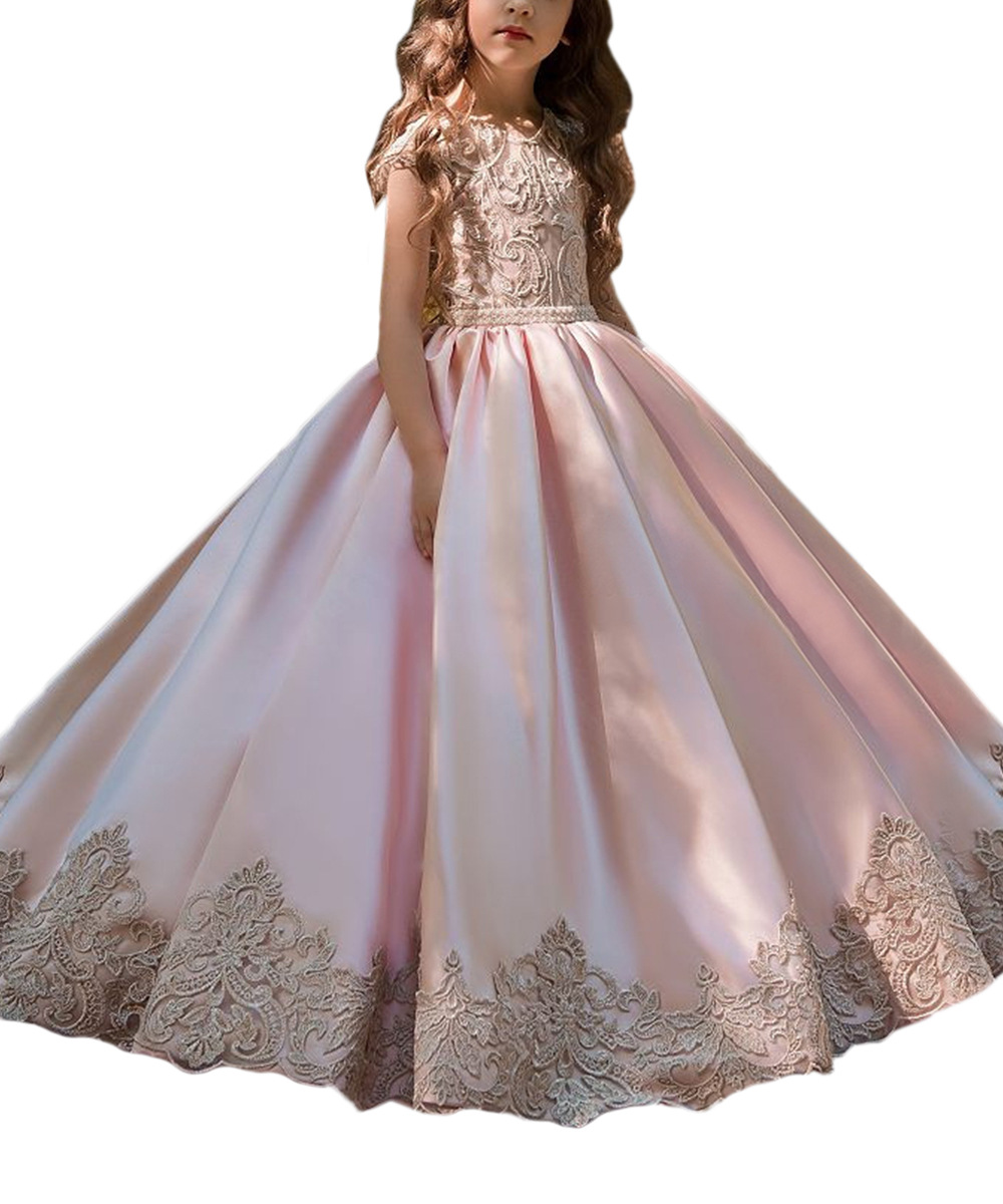El Comercio exterior europeo y americano de los nuevos niños Vestido de satén de flores vestido de los niños rendimiento cumpleaños pasarela princesa vestido esponjoso puede ser enviado en nombre