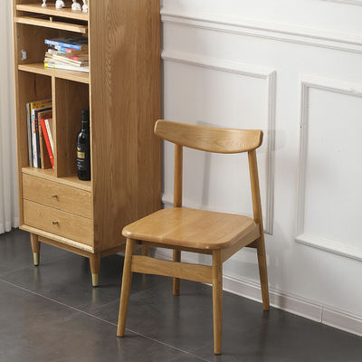 北歐實木布藝軟包餐椅咖啡椅簡約休閑椅橡木家用餐廳椅小戶型餐椅