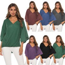 2026�羳���Q�¿�T-shirt ruffle sleeve top v-neck women's