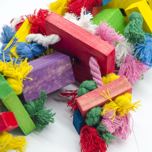 Bird supplies parrot toy suitable for Alexander Grey, colored cotton rope wooden column hanging 750g