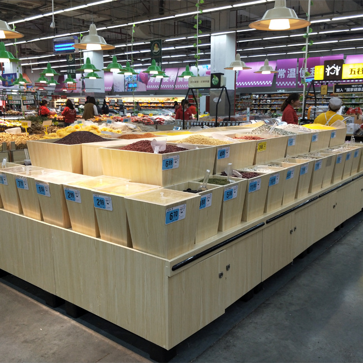 厂家直销超市杂粮中岛架五谷杂粮干货柜 散货干货架 散装杂粮架