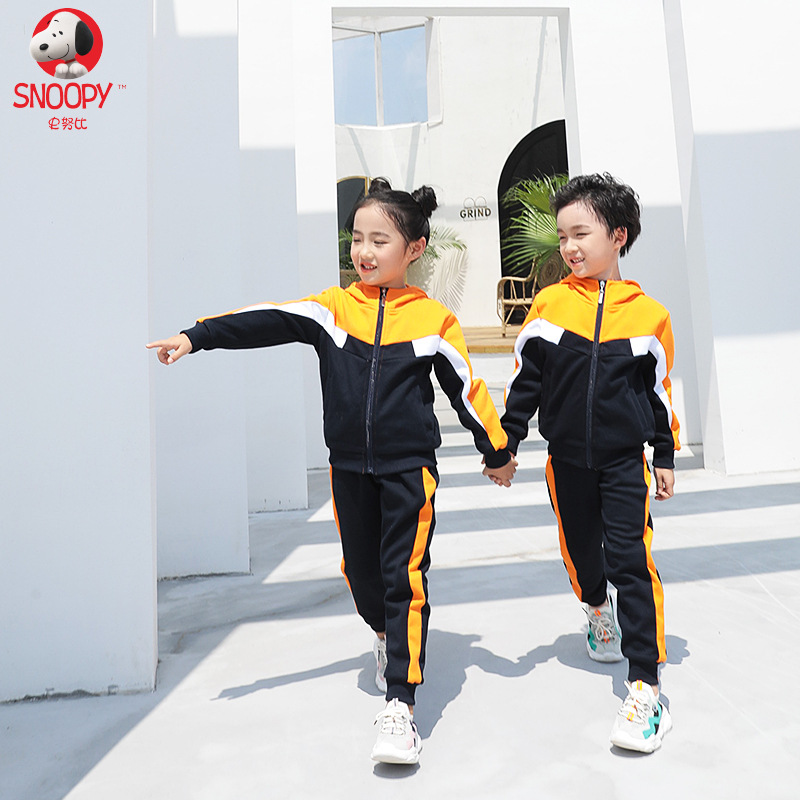 SNOOPY Snoopy British style school uniform Kindergarten clothes fashion Hit color stitching Children Set