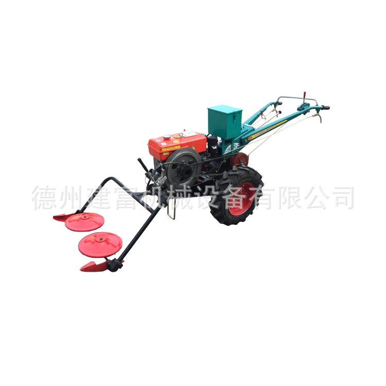 手扶圆盘汽油割草机手扶拖拉机微耕机带牧草苜蓿收割机圆盘割草机