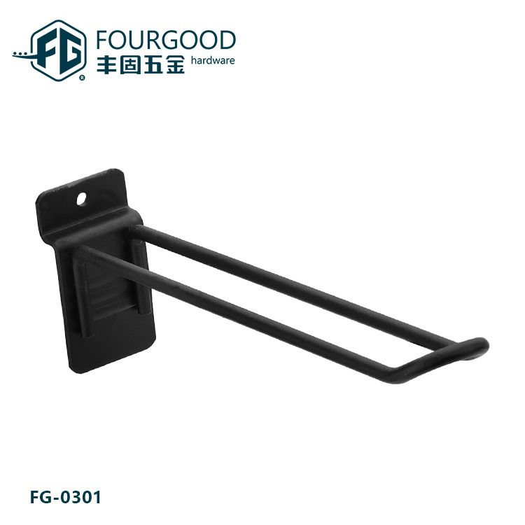 Foshan hardware supermercado metal letrero estante en forma de U gancho tienda letrero estante doble línea colgando gancho