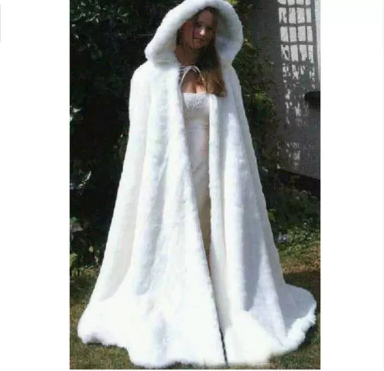Fleece cloak, hat sleevless, keep warm trench coat for bride