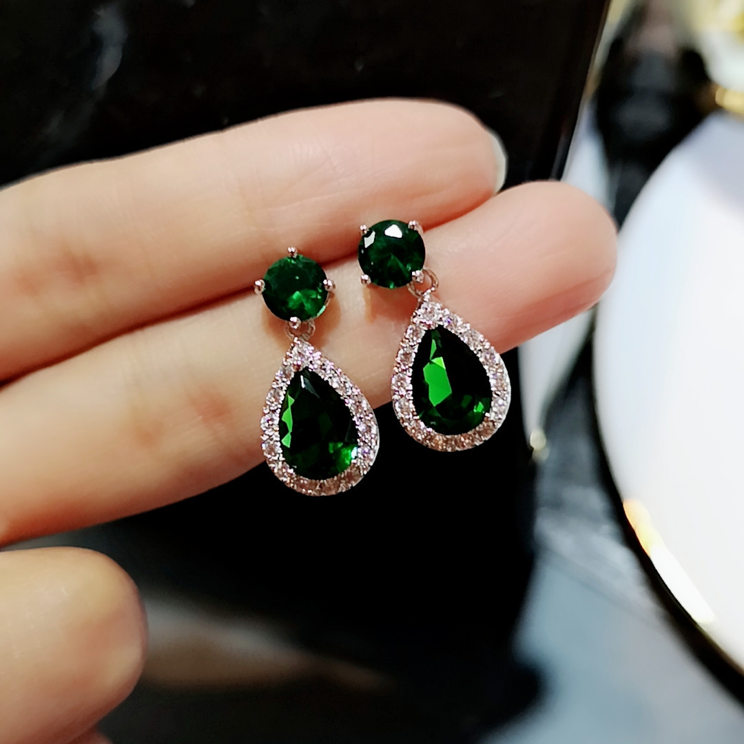 1 Pair Glam Water Droplets Inlay Brass Zircon Drop Earrings display picture 2