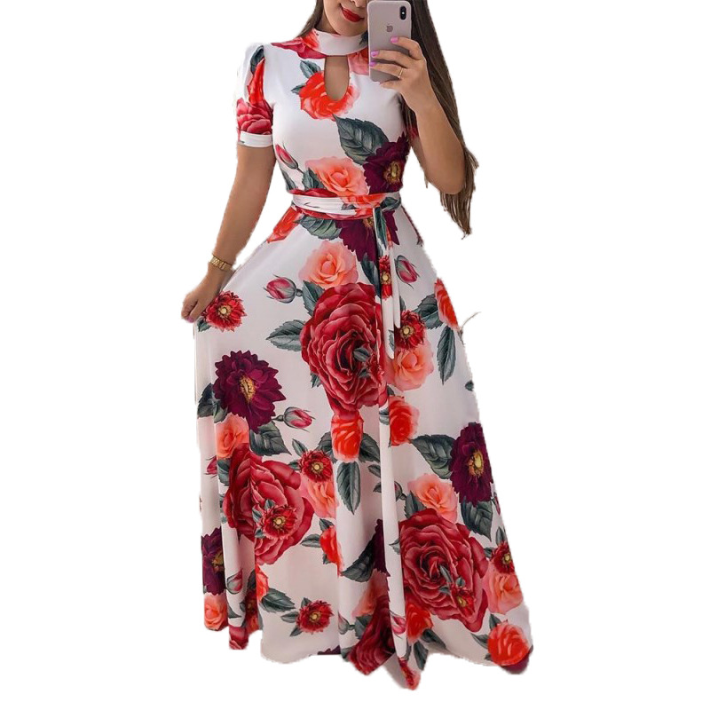 Sexy Fashion Digital Print Big Skirt Dress Long Sleeve Short Sleeve Lady Dress