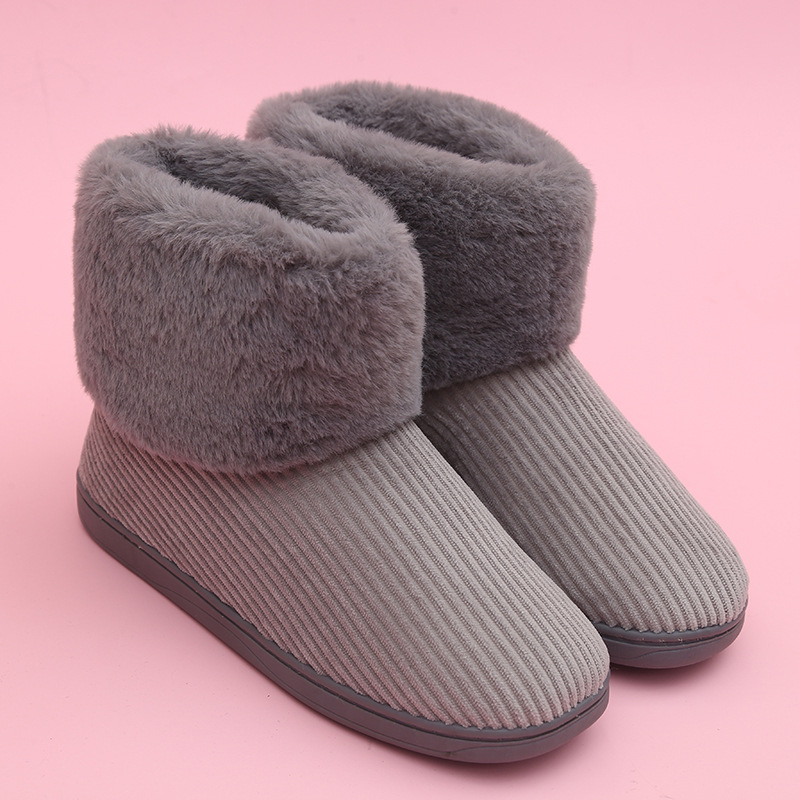 Stylish High-Top Plush Couples Slippers