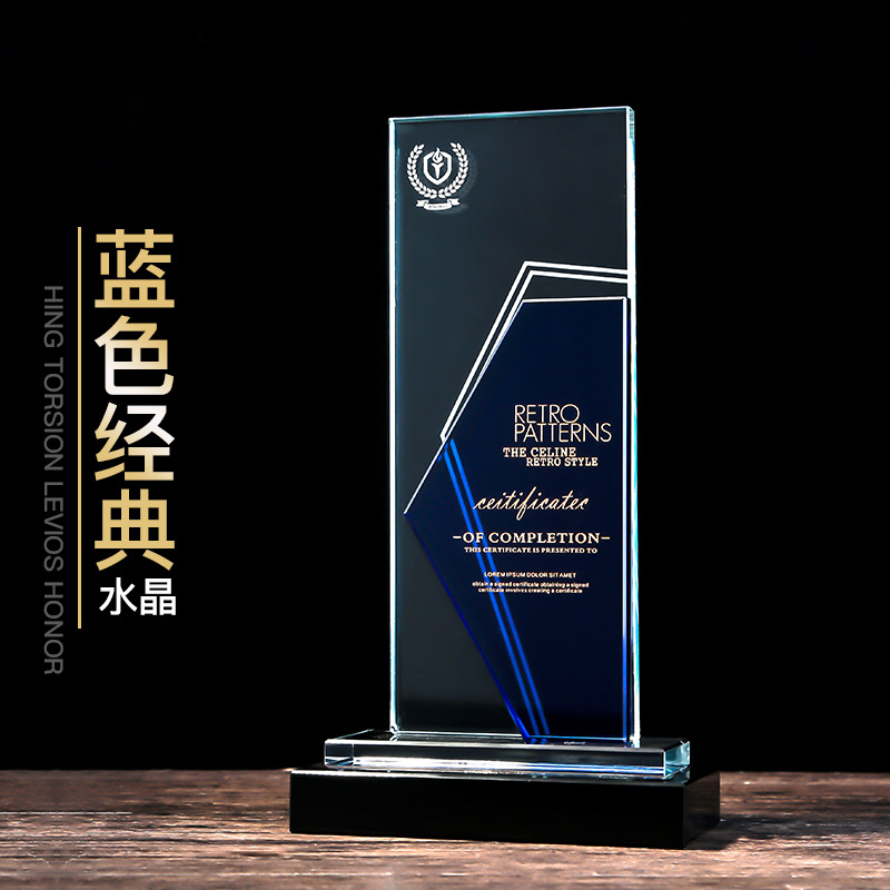 Blue Classic crystal trophy crystal Arts and Crafts medal Keepsake Free of charge Lettering Typesetting customized Manufactor Direct selling