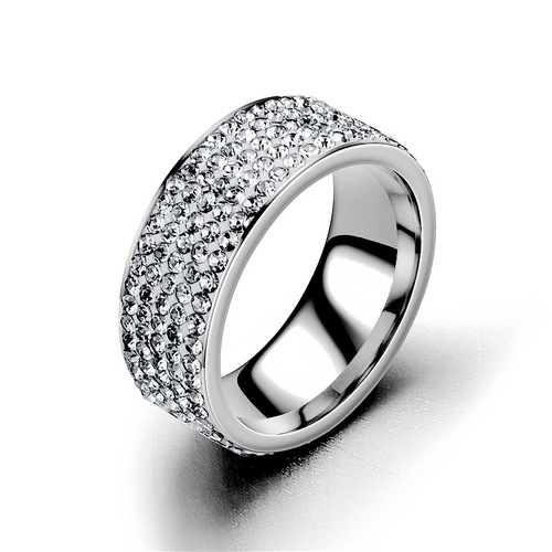 Cross-border factory supply five rows of diamond rings European and American fashion stainless steel couple rings Yiwu jewelry wholesale