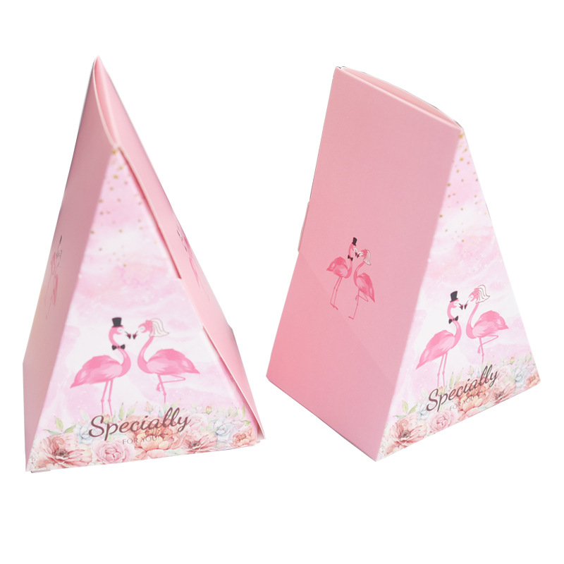 结婚彩印喜糖盒创意浪漫韩式糖果礼盒大号三角蛋糕糖盒子婚礼纸盒