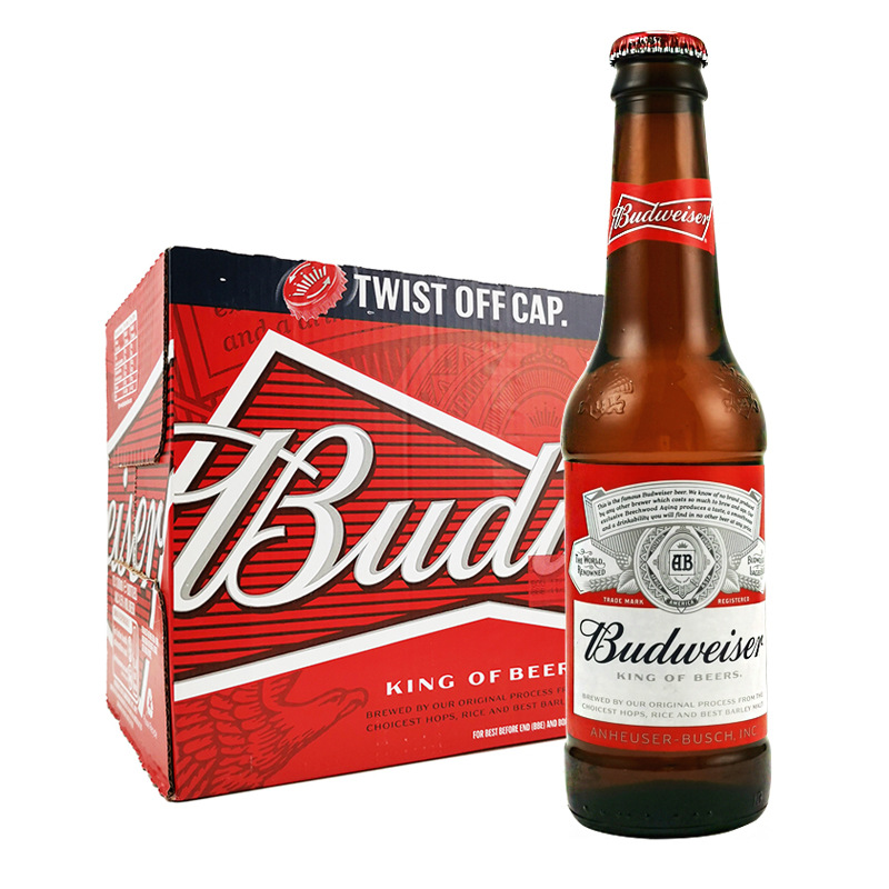 旋蓋百威啤酒英國原裝進口擰蓋Budweiser300ml*12小瓶整箱