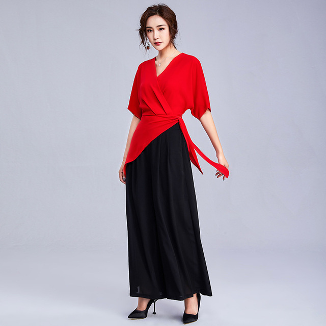 Chiffon Irregular Suit New Summer Top Coat Trousers Two-piece 