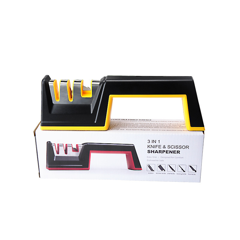 家用磨刀器钨钢金刚石磨刀工具厨房定角磨刀石手动三段快速磨刀器