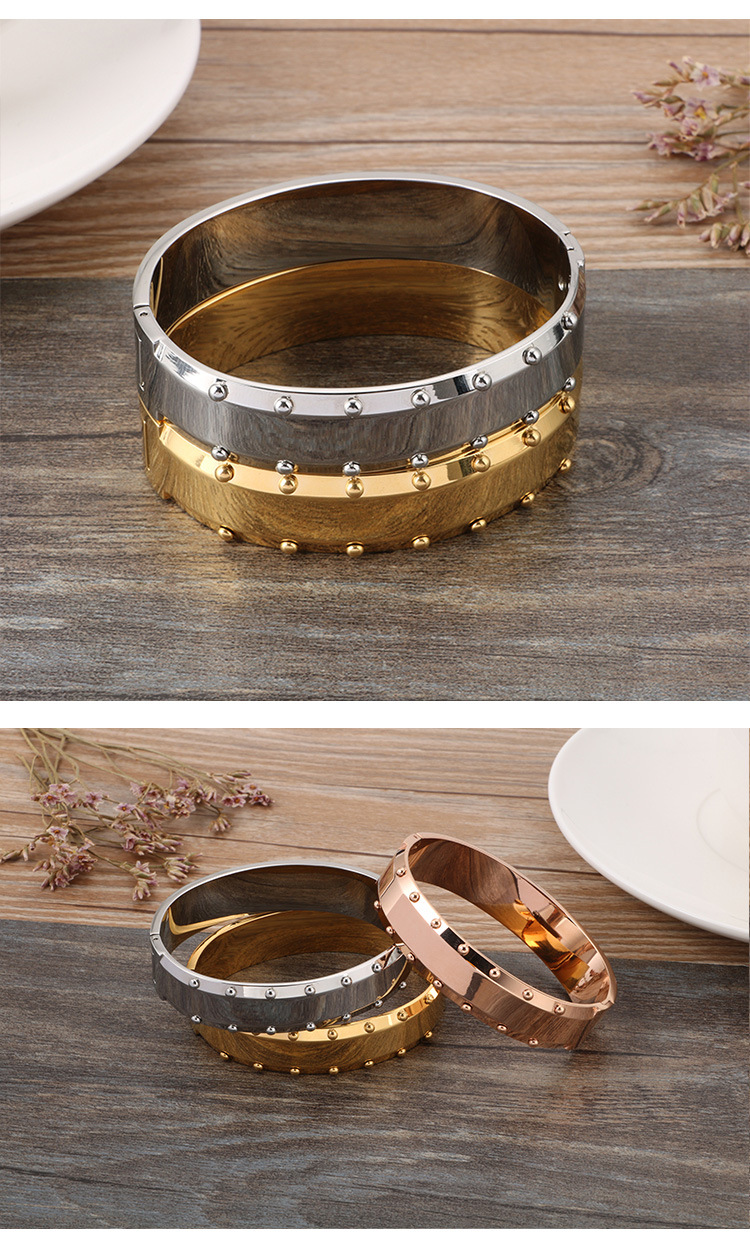 304 Stainless Steel Material Round Pattern Fashion Geometric Titanium Steel Stainless Steel Bracelets In Bulk