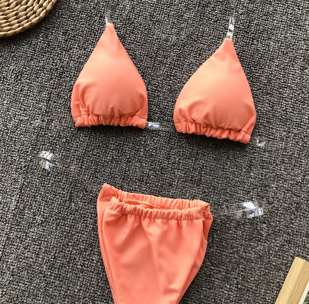 Venta caliente bikini sexy cinturón transparente simple traje de baño damas NSDA2533