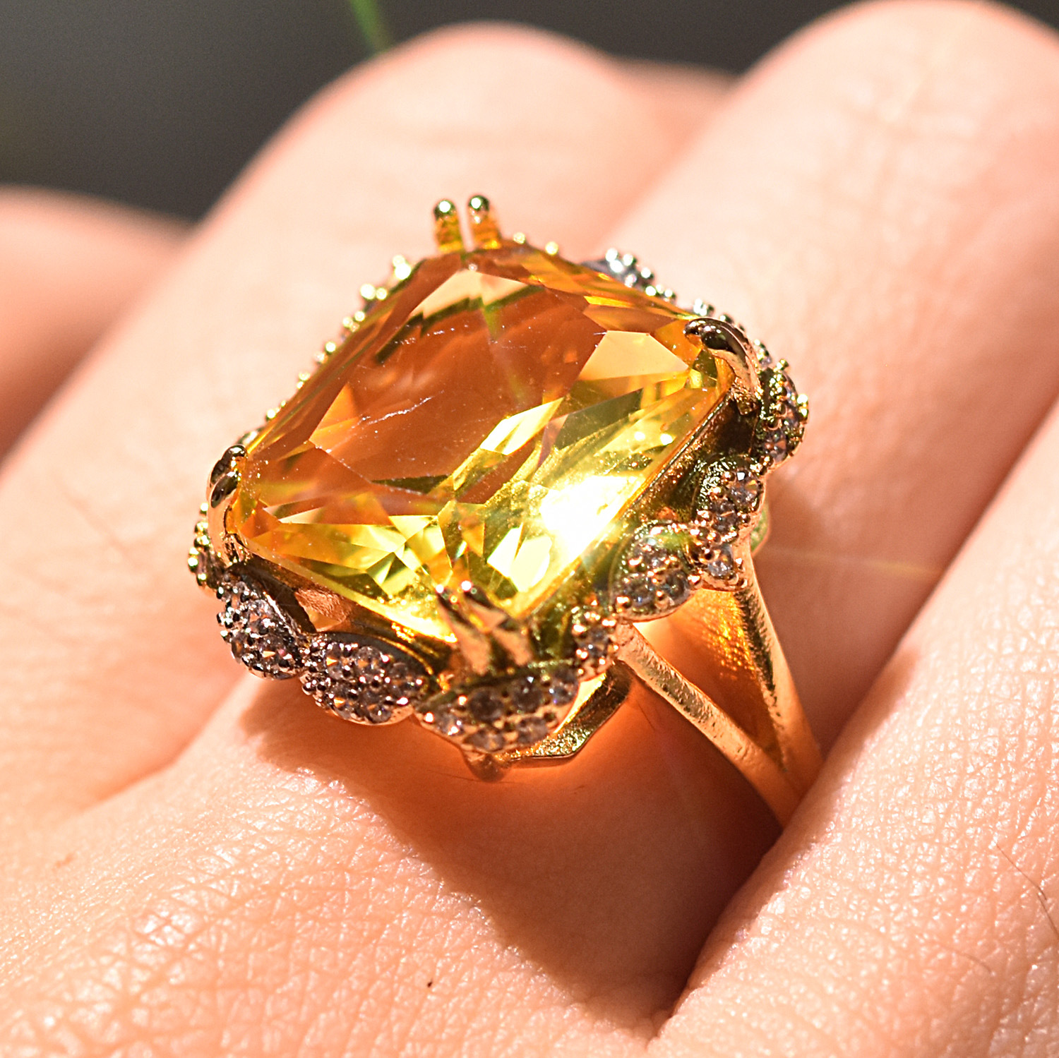 Fashion Geometric Copper Inlay Zircon Rings 1 Piece