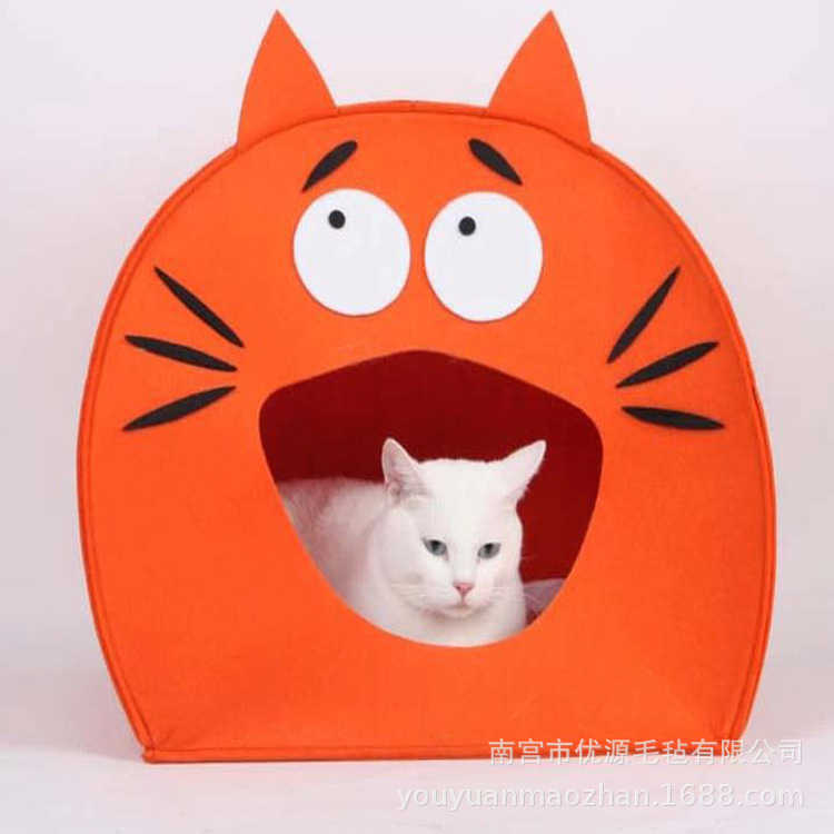 创意卡通毛毡宠物窝保暖猫窝狗窝 可拆洗折叠宠物窝 可制做加logo