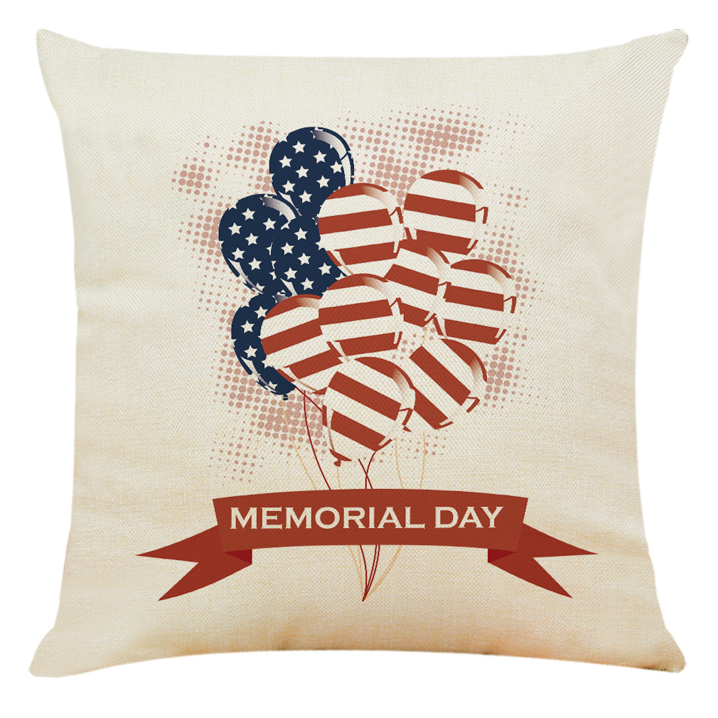 wish 亚马逊新款美国独立日棉麻抱枕套 汽车抱枕家居沙发靠垫定制