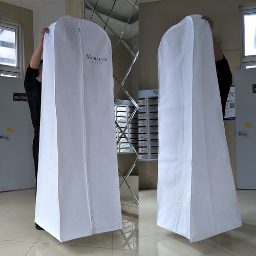 1.8 meters longer, wider and thicker double-sided non-woven fabric with larger tail wedding dress bag, dual-purpose dust cover can be printed with logo
