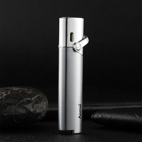 AM7204 long brushed straight lighter creative personality portable inflatable pipe cigar