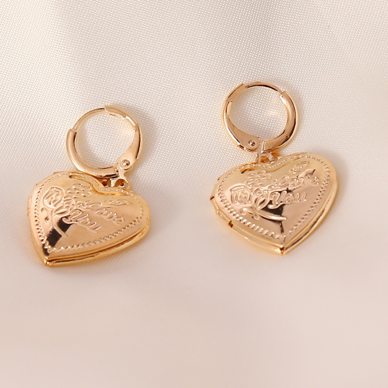 Simple open heart-shape copper necklace earring set